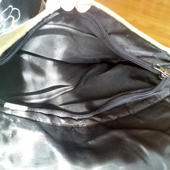 Linen Front Flap Cross Body Bag with Embroidered Front - Picture 5 of 7